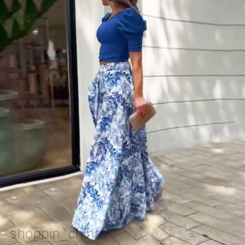 Women's Two Piece Sets Pants Summer New Women's Fashion Commuting Two Piece Set with Printed Fashion Casual Set