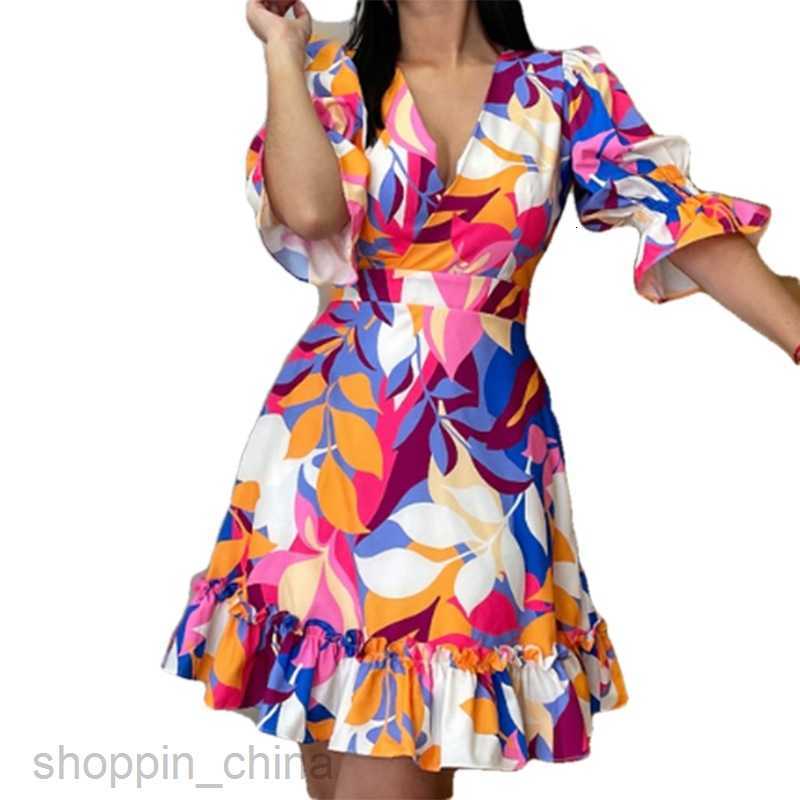 Basic Casual Dresses for Woman Dopamine Wearing Summer New Women's Fashion Elegant Ruffled Dress with Elegant and Stylish Printing