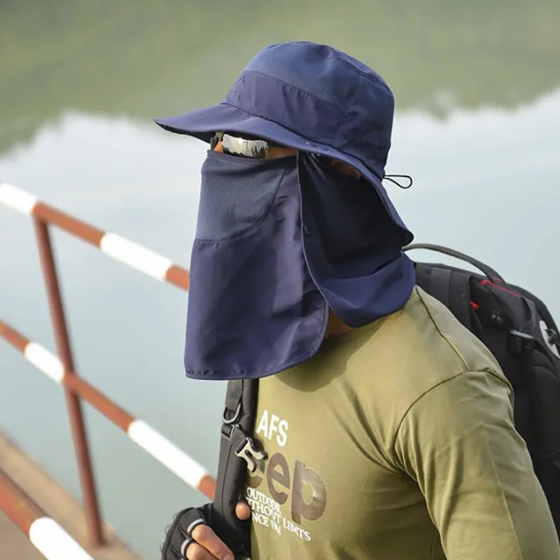 Sun Hat Uv Fishing Wide Brim Mesh Breathable Face Neck Cover Bucket Hats Summer Hiking Beach Bonnet for Fisherman Women Men 240626