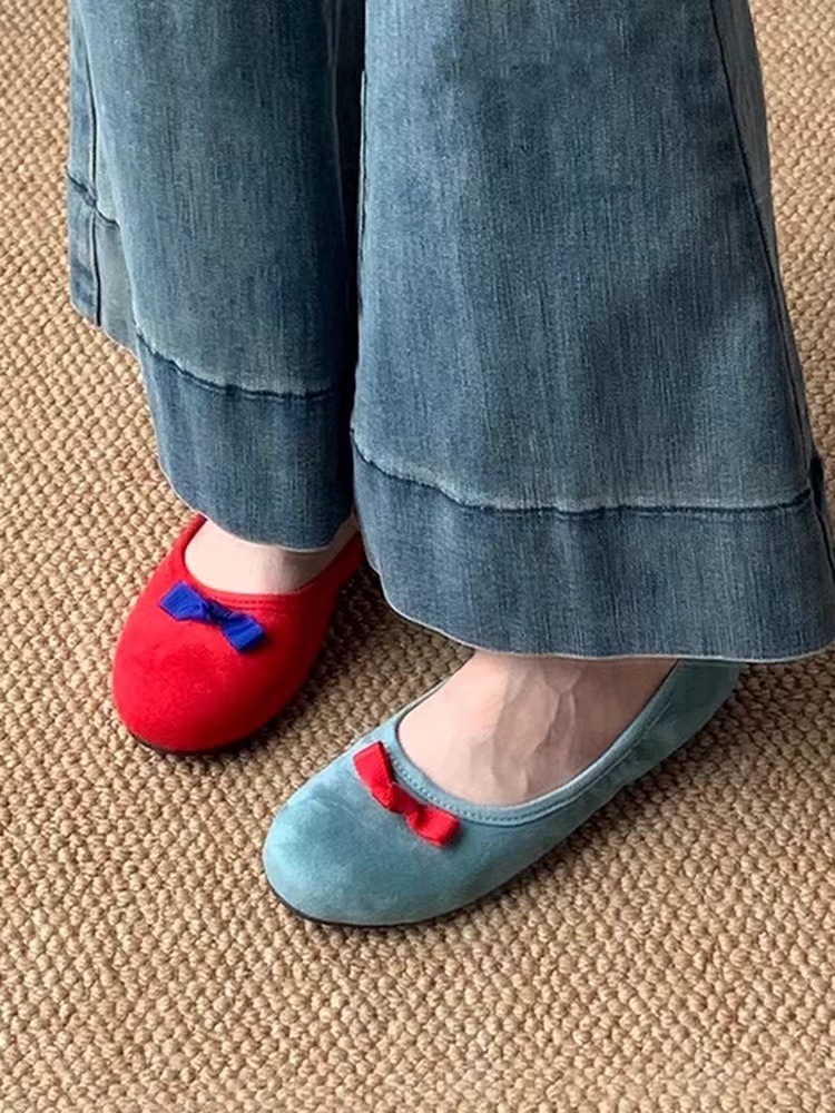 Single Shoe Women's Summer New French Gentle Princess Flat Shoes Bow Soft Sole Ballet Style Mary Jane Shoes