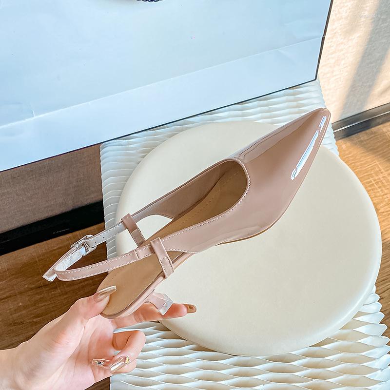 Sandals French High-end Women's Summer Online Super Pointed Small Heels Low Heel Stiletto