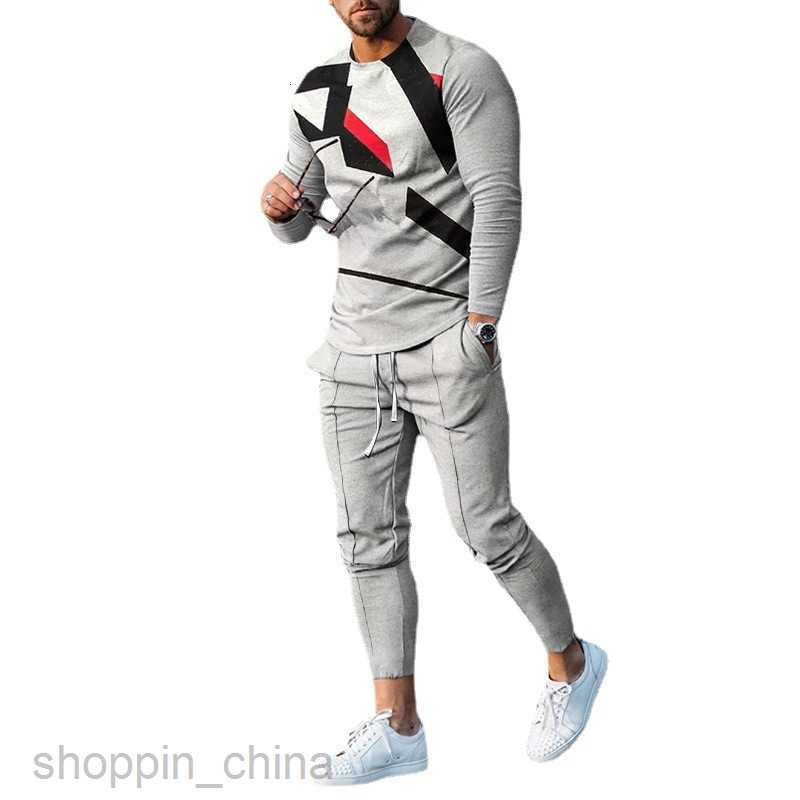 Men sport Tracksuits Fashion sportswear spring new men's sportswear casual suit 3D printing round neck sweater