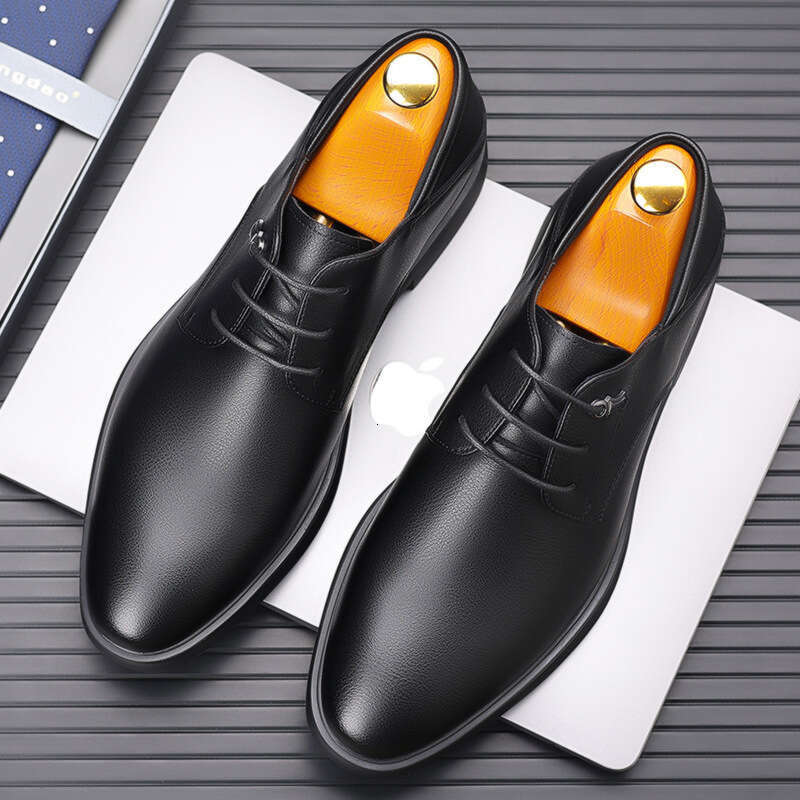 2024 Spring Autumn New Men's Dress British Business Fashion Black White Pointed Youth Leather Shoes For Men