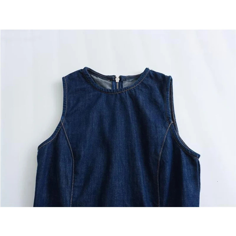 Denim Dresses Summer Womens Fashion Simple Slim O-neck Mini Womens Dress Denim Street Elegant Student Youth Dress 240701