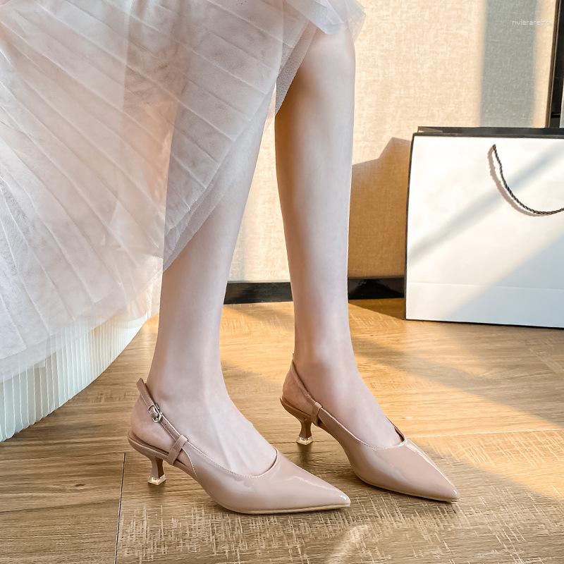 Sandals French High-end Women's Summer Online Super Pointed Small Heels Low Heel Stiletto