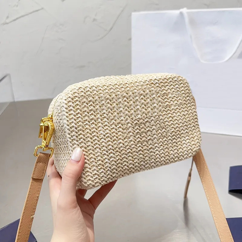 Straw Camera Bag Weave Crossbody Handbag Messenger Handbag embroidery Letter Zipper Wallet women Shoulder Bags Long Strap Clutch Tote Gold Hardware Camera bag