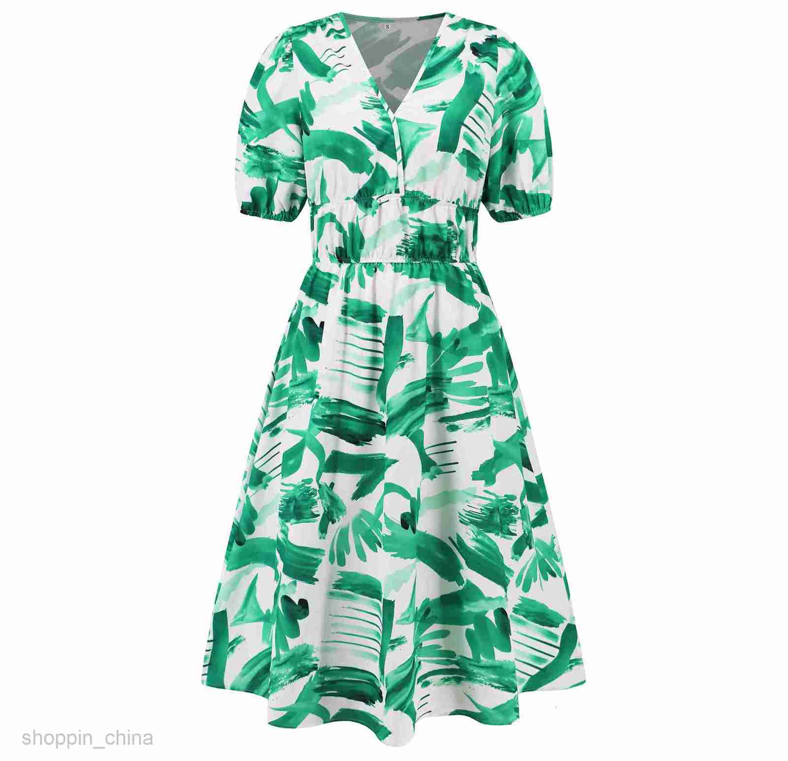 Basic Casual Dresses Women Bohemian Leisure Resort Style Dress Summer Leisure Style Printed Dress