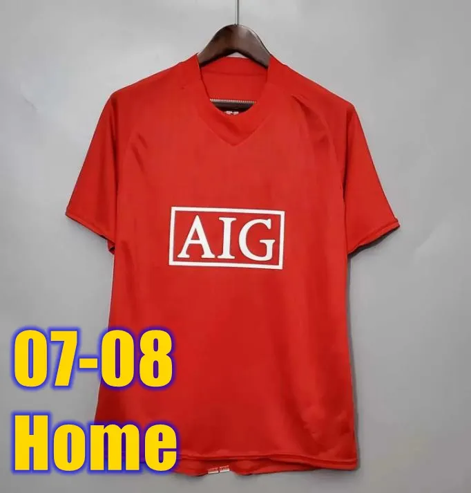 07 08 Retro Soccer Jerseys manchesteers United Long Sleeved Ronaldo Rooney Giggs Nani 2006 Home Away Scholes Tevez Vintage Classic mens kid kits Footb