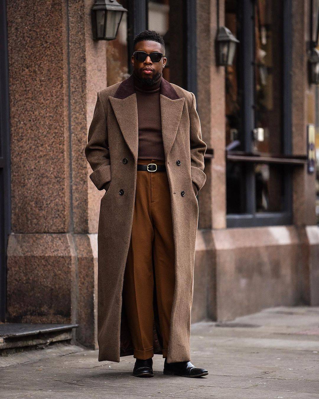 Luxury Men's Long Warm Coat For Men Wool Blends-Trench Coats Tailored Peaked Lapel Autumn Winter Double Breasted Overlength Custom Made Just One 