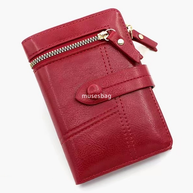 Korean Women's Fashion Cross border New Leisure Multi functional Short Wallet Japanese Small Fragrant Style PU Leather Zipper Money Flow Zero Wal