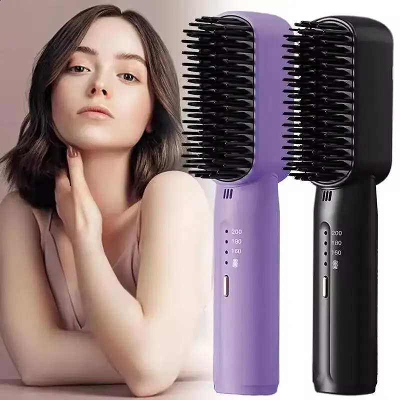 Portable Cordless Wireless Mini Hair Straightener Wireless Comb Straightening Hair Styling Appliances Comb Straightener 240701