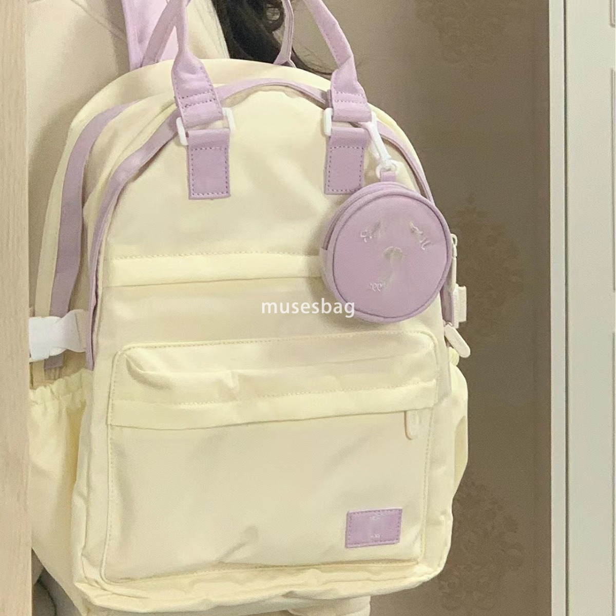 High quality women's fashionable small fresh and simple large capacity backpack new multifunctional compartment for class small bag pendant shoul