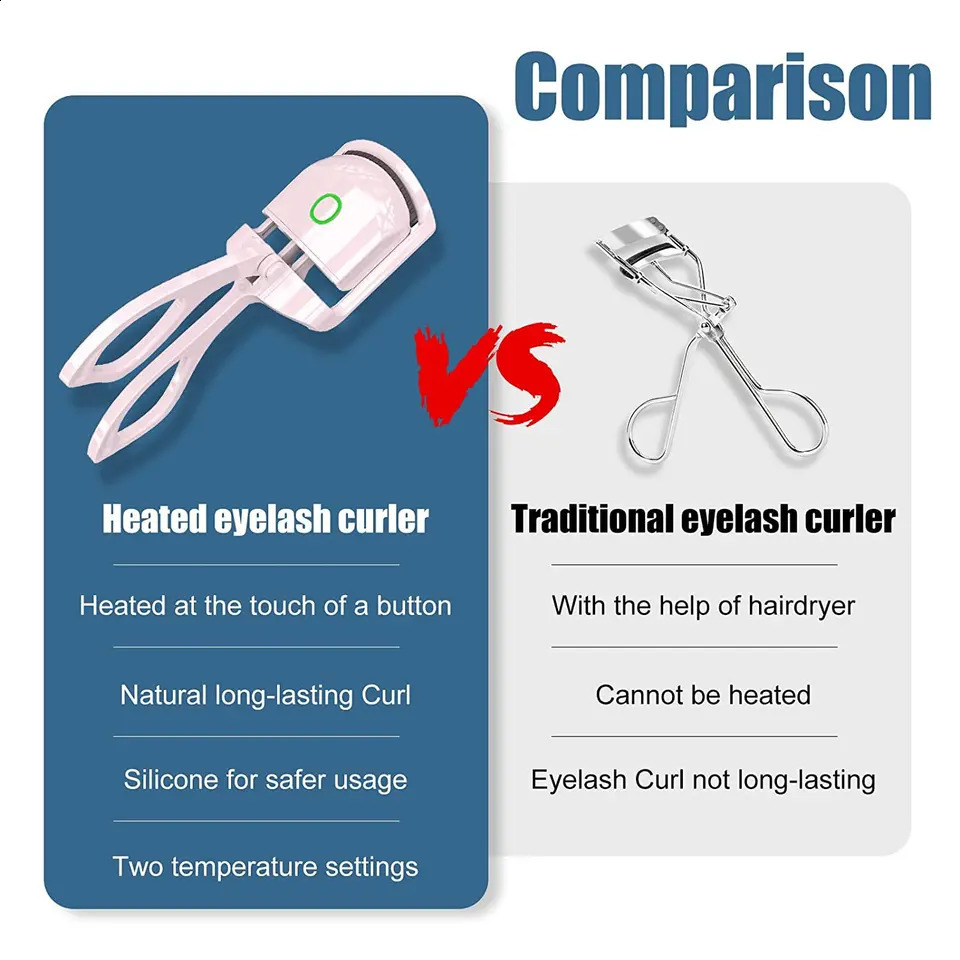 Mini Electric Heated Eyelash Curler USB Rechargeable Styling Eyelash Long Lasting Natural Eyelash Curl Beauty Makeup Tools 240701