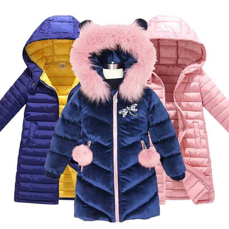Down Coat Children Winter Teenager Thickened Hooded Cotton-padded Parka Kids Warm Long Jackets Toddler Outerwear Q240701