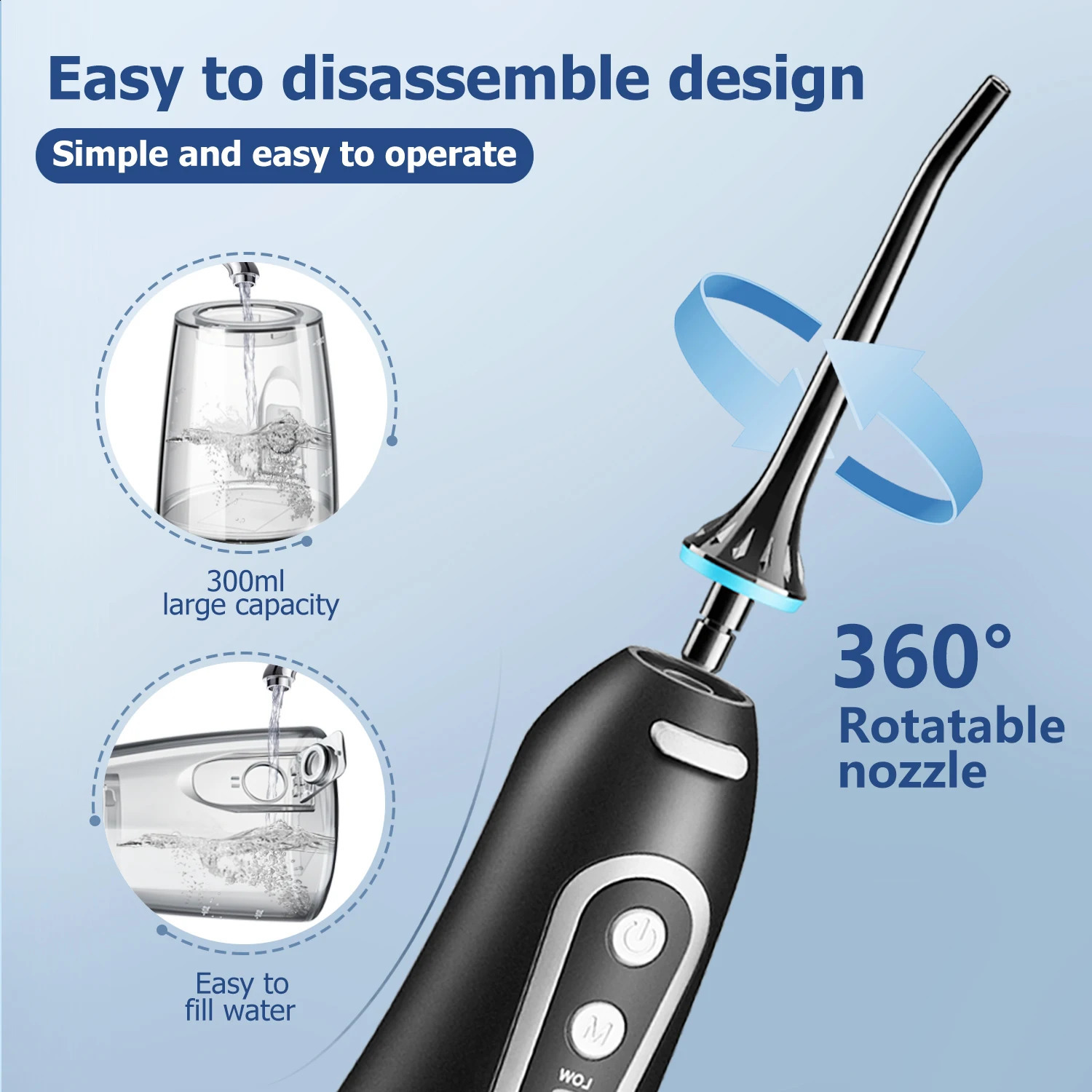 Oral Irrigator USB Rechargeable Water Flosser Portable Dental Water Jet Water Tank Waterproof Teeth Cleaner For Oral Care 240701