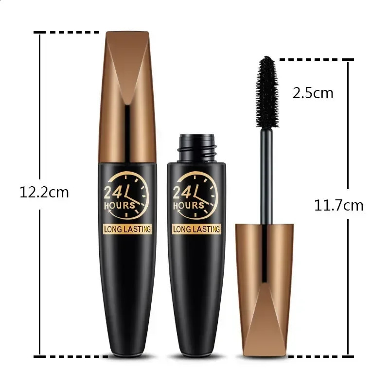 Waterproof Anti-sweat Mascara Lengthens Eyelashes Extension Black Silk Fiber Mascara Female Non-smudge Mascara Makeup Cosmetic 240701