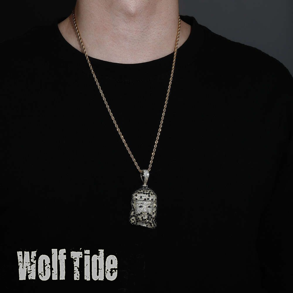 New Hip-hop Jesus Portrait Pendant Necklace Jewelry With Micro Inlaid Cubic Zirconia Religious Head Necklaces For Men And Women Cz Stone Fashion Bling