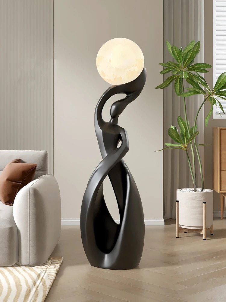 Home Decor Statue Abstract Art Ornaments Nordic Living Room Large Floor Luminous Sculpture Housewarming Gift Interior Figurines 240624 - view 3