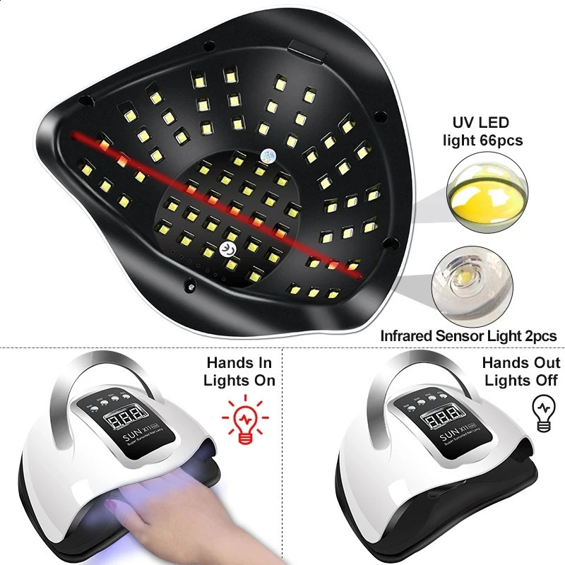 LED UV Nail Light Dryer For Nails Gel Polish With 66 LEDs 4 Timer Setting LCD Display Screen Auto Sensor Professional Nail Lamp 240701