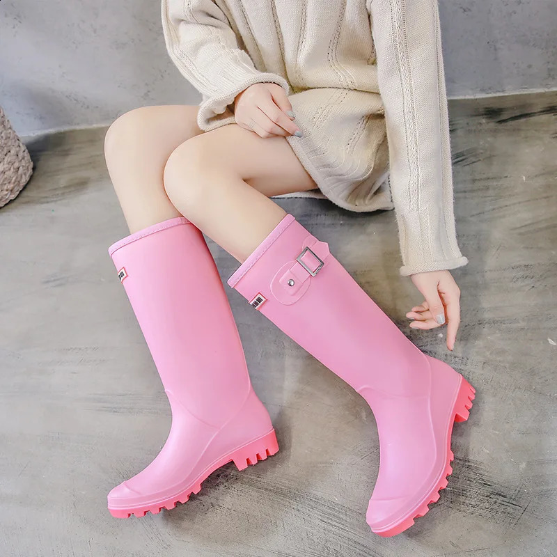 Comemore Women Galoshes Rain Boots Womens Knee-length Fashion Rubber Rain Boots PVC Waterproof Shoes Wellingtons Rubber Boot 41 240620 - view 3