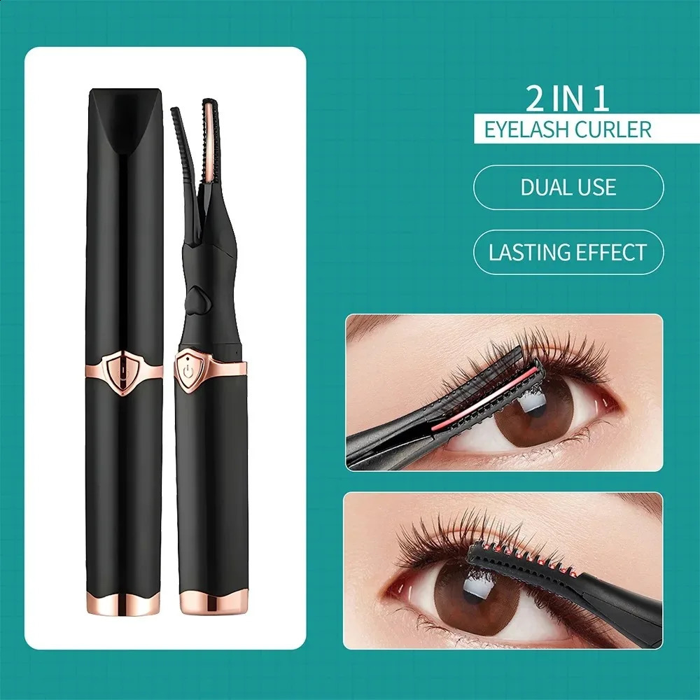 Mini USB Heating Eyelash Curler Eye Lashes Fast Curling Comb Mascara Long Lasting Eyelash Curler Clip Device Eyelash Slender Pen 240701