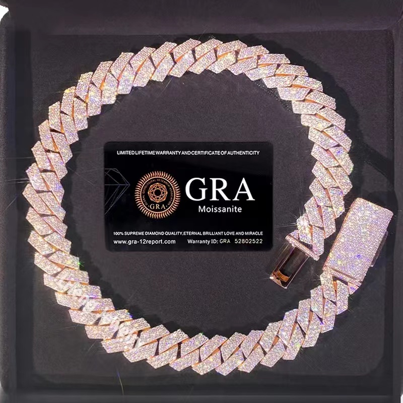 Necklace Moissanite designer chain silver gold rose gold iced out chain pass diamond tester pendant 925 Sterling Vvs cuban link chain