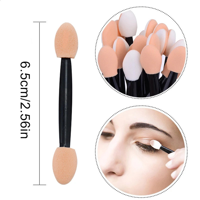 Kekelala Wholesale 5030Pcs Disposable Eyeshadow Brush Portable Double End Sponge Eye Shadow Applicators Beauty Makeup Tools 240701