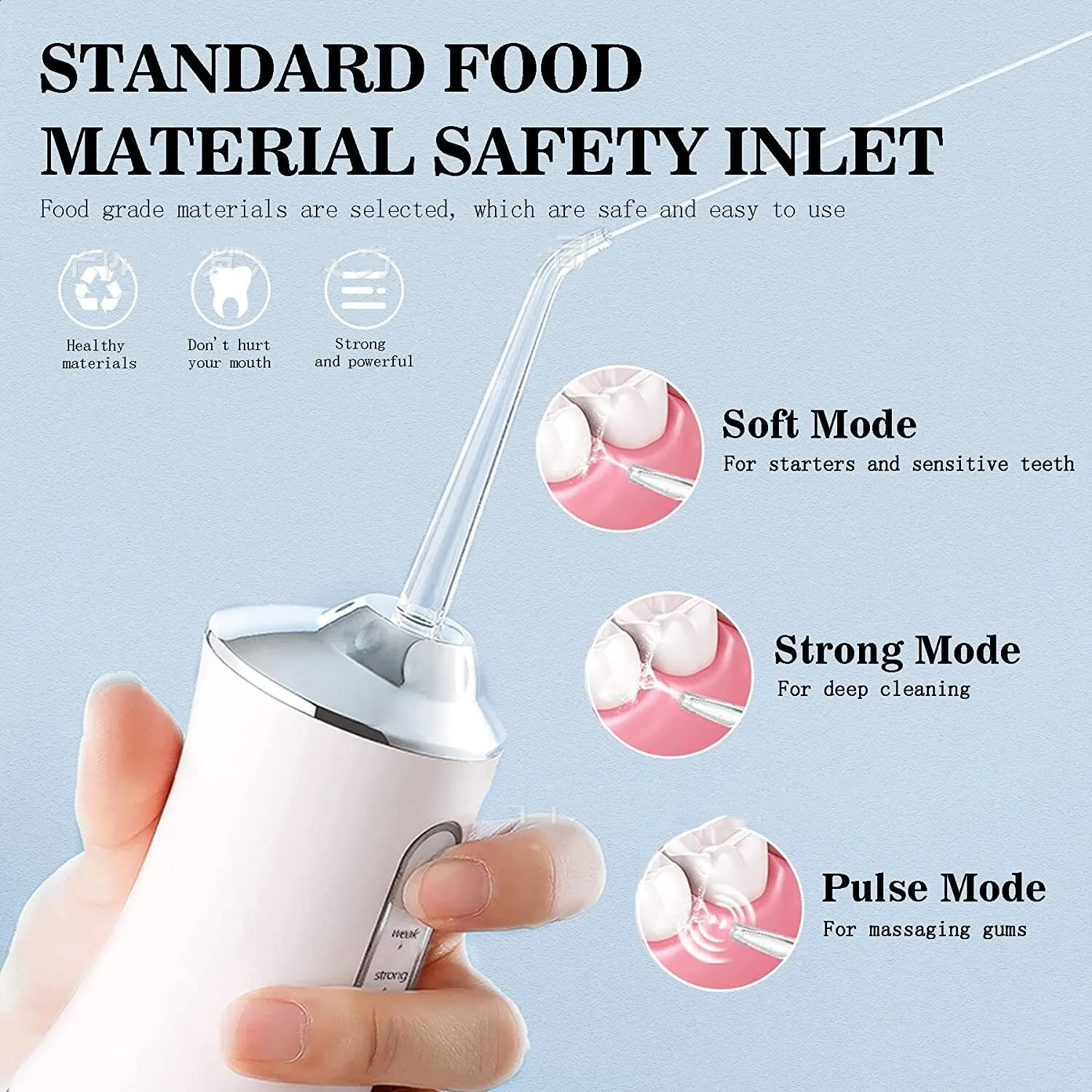 Dental Floss Portable Cordless Oral Irrigator Cleaning 3 Modes Waterproof Rechargeable Dental Cleaner with 4 Nozzles 240701