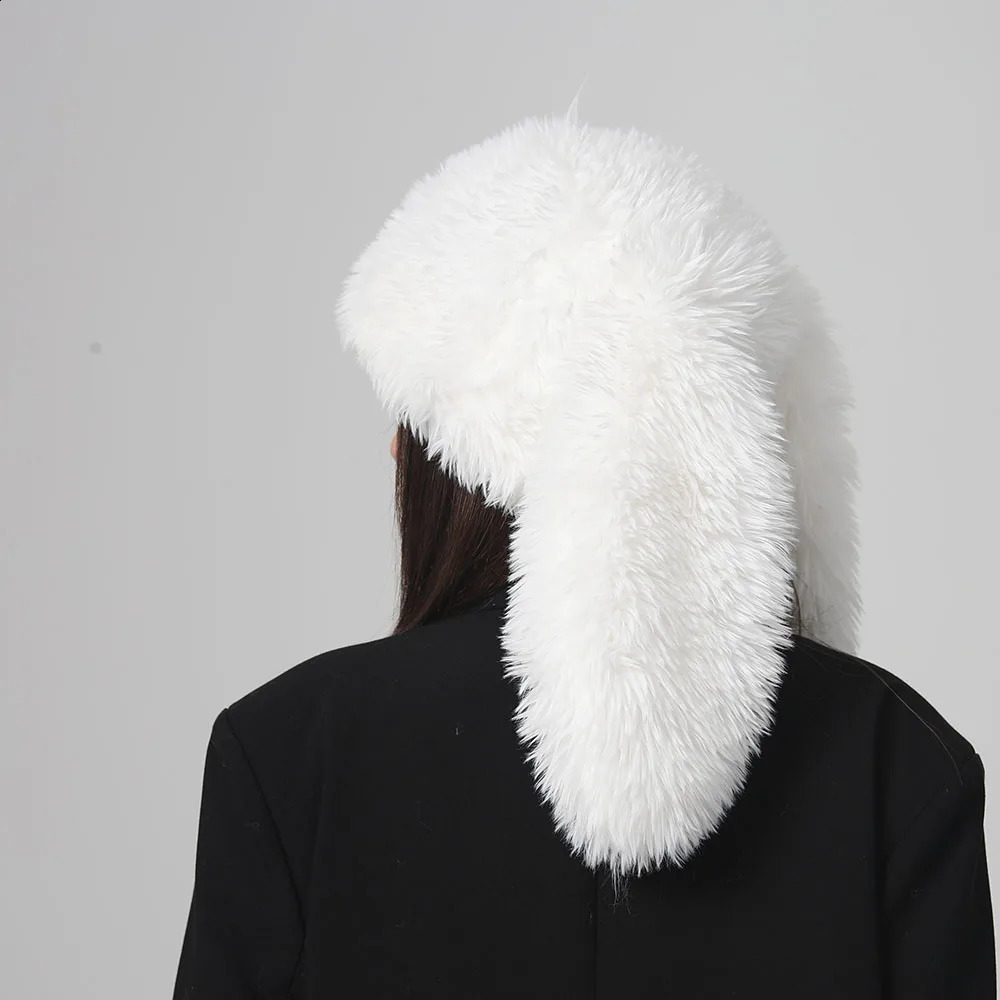 Womens hat bomber ski mask winter hat balaclava mask y2k accessories skullies beanies faux fur Rabbit Ear Hat Halloween Hat 240621