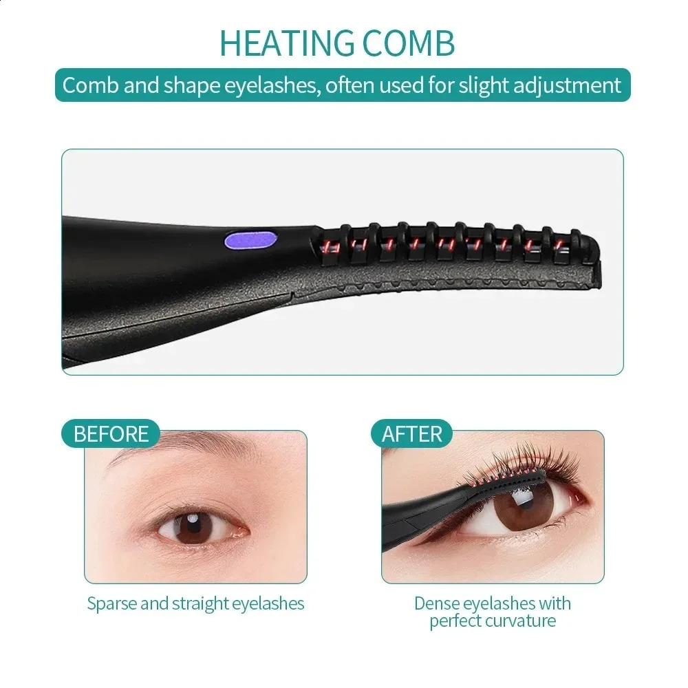 Mini USB Heating Eyelash Curler Eye Lashes Fast Curling Comb Mascara Long Lasting Eyelash Curler Clip Device Eyelash Slender Pen 240701