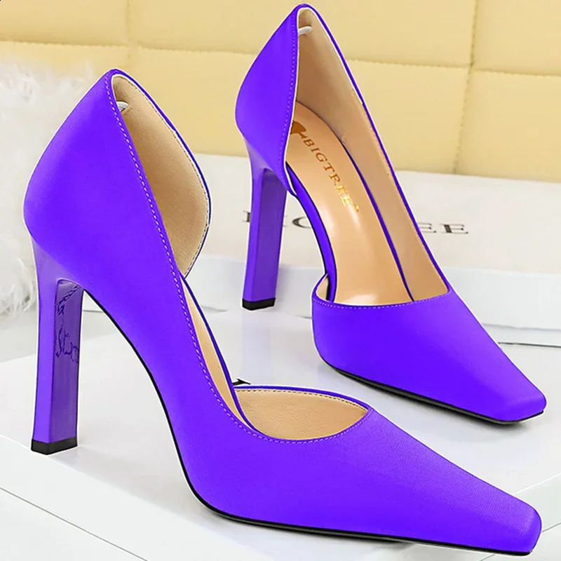 Women 11cm High Heels Fashion Pumps Lady Green Purple Block Extreme Heels Fetish Nightclub Evening Party Plus Size 34-43 Shoes 240702