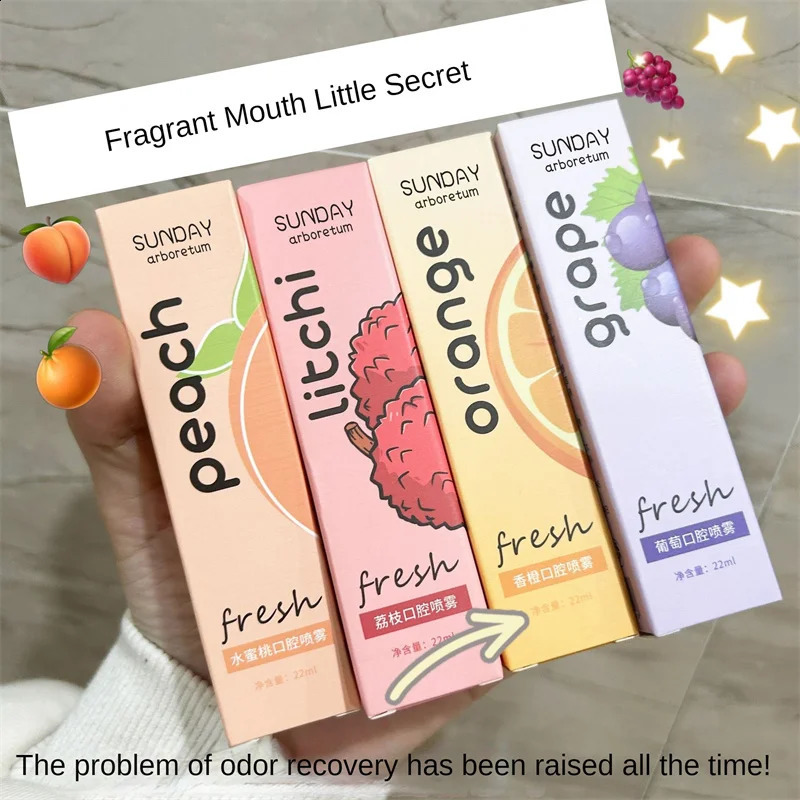 Oral Freshening Spray Natural Fruity Peach Flavor Refreshing Oral Spray Portable Long-lasting Oral Odor Smoke Oral Care 240701