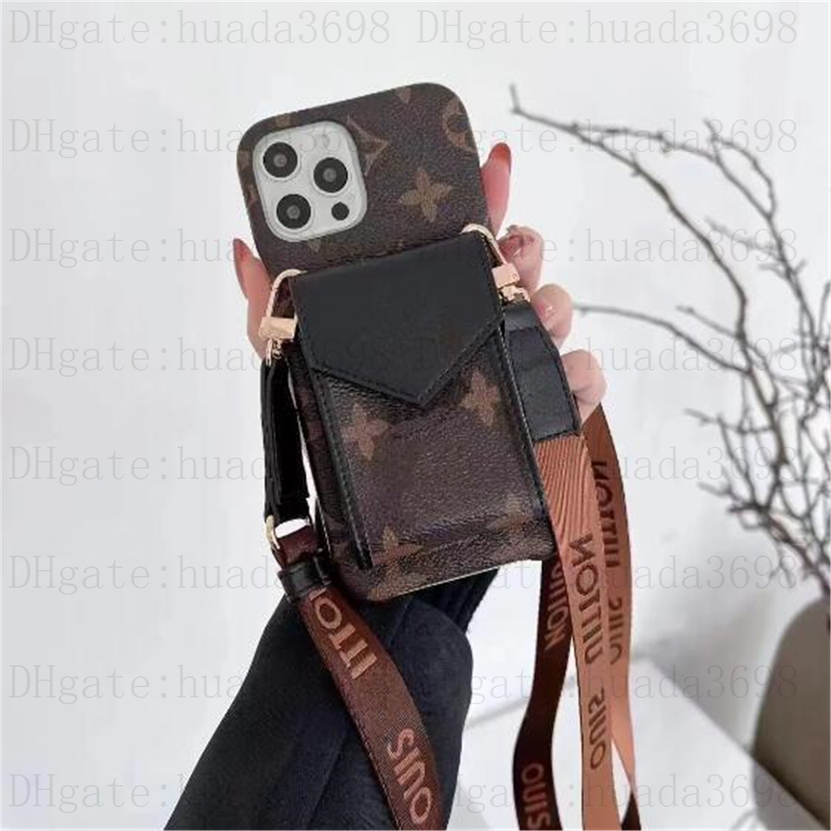 iPhone Case Designer Phone Cases for Apple iPhone 16 15 14 Pro Max 14 Plus 13 12 11 XR Fashion Monogram Wallet Card Holder Luxury Spliced Leather Mobile Cover