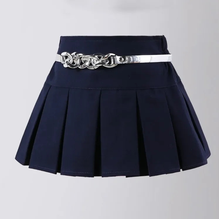 A-line Skirt for Kids High Waist Thin Irregular Pleated Skirt Girls Short Fashion Tennis Baseball Sport All-match Children Skirt 240701