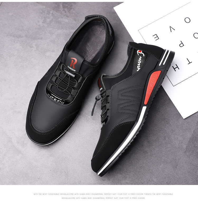 2024 spring new low-top fashion trend lace-up business casual leather shoes leather surface breathable invisible height-increasing men's shoes