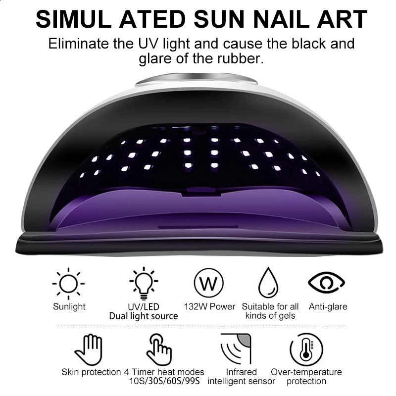 LED UV Nail Light Dryer For Nails Gel Polish With 66 LEDs 4 Timer Setting LCD Display Screen Auto Sensor Professional Nail Lamp 240701