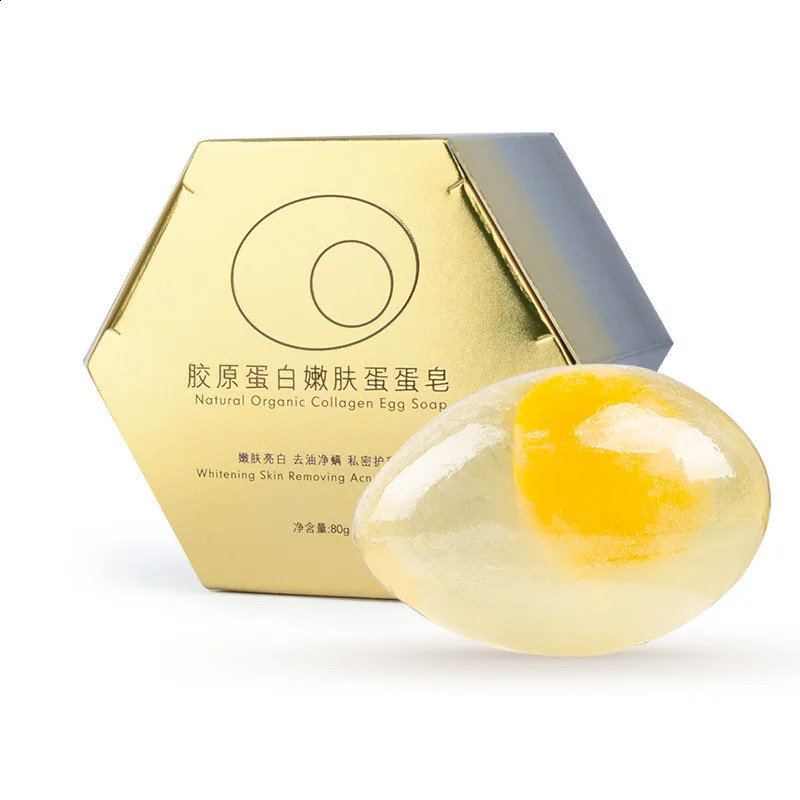 Natural Organic Collagen Egg Soap Wholesale Collagen Handmade Face Bath Soap Bar 80g Savon Eclaircissant Sabun 240701