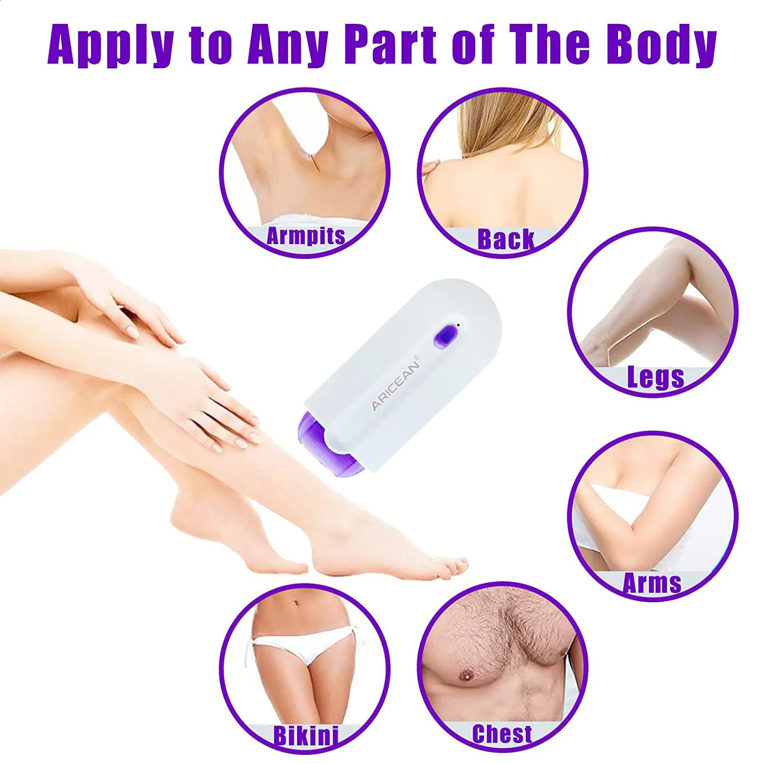 Women Hair Eraser Hair Touch Light Safely Sensor Shaver USB Rechargeable Face Leg Bikini Hand Shaver Hair r Lady 240701