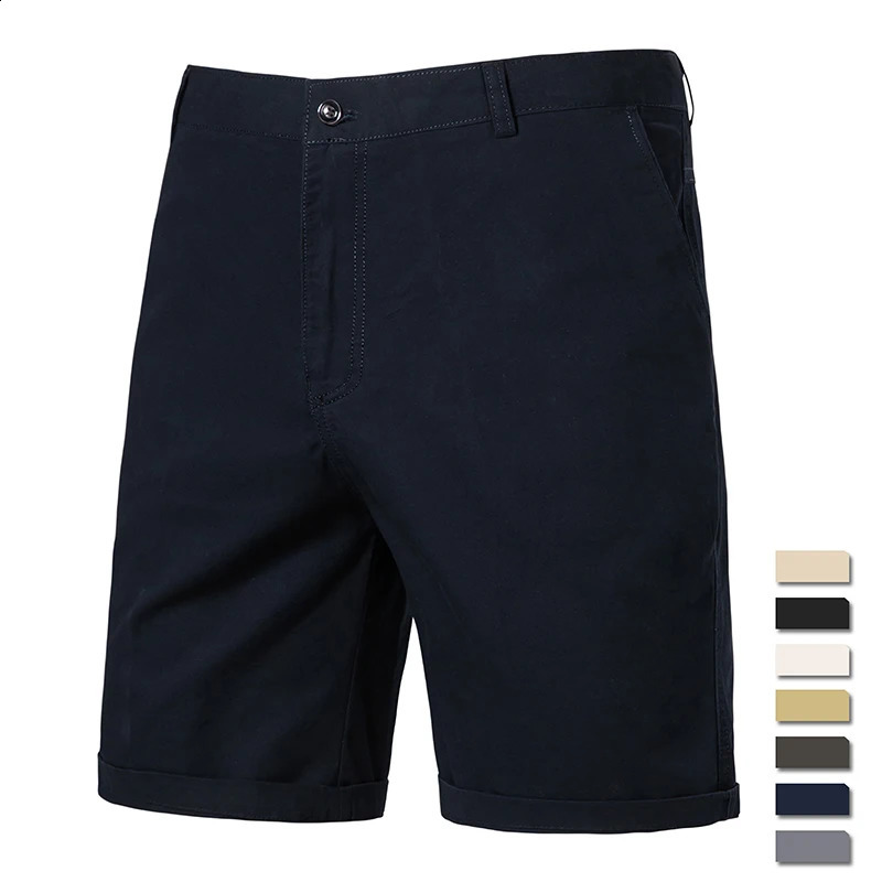 8-color mens cotton casual shorts summer business casual knee pants classic khaki American style street clothing golf shorts beige 240701