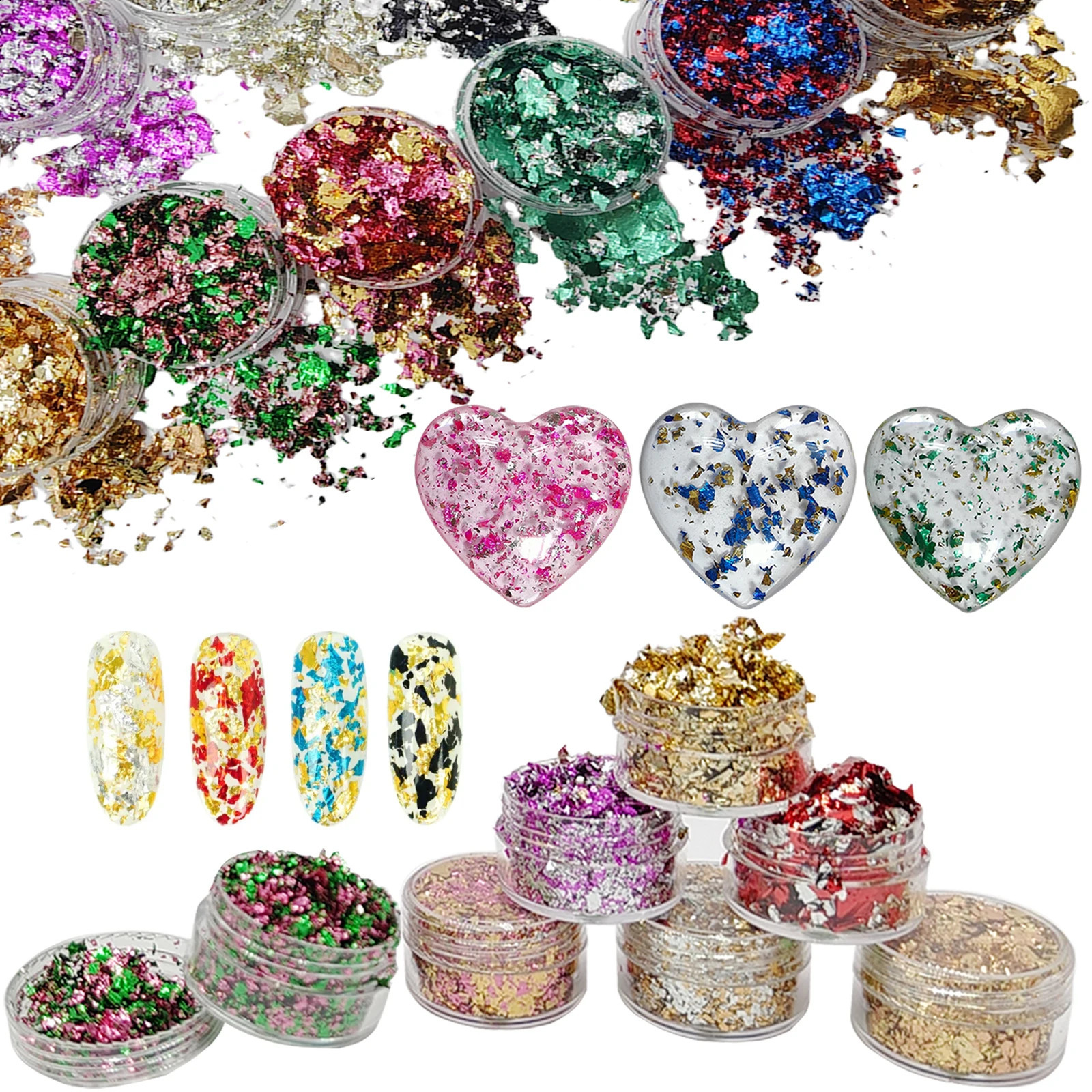 12 Colors Set Mixed-Color Gold Foil Fake For Gilding Christmas Gift Decoration Nail Art Epoxy Resin Crafts DIY Phone Case Slime 240701