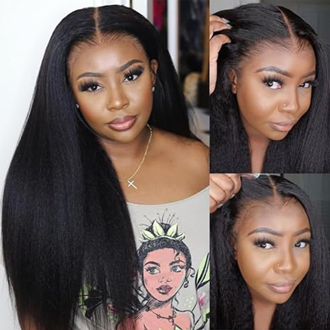 Kinky Straight Wig Full Lace Human Hair Wigs for Black Women 250 Density U Part Wig Yaki Full Lace Wig Lace Front Wigs EverBeauty