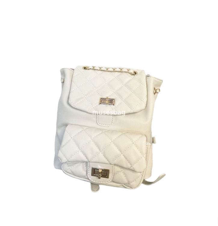 Ladies and Gentlemen's Temperament Small Fragrance Fashionable Backpack Korean Edition New Mini Lingge Chain Bag Retro Casual Versatile Practical