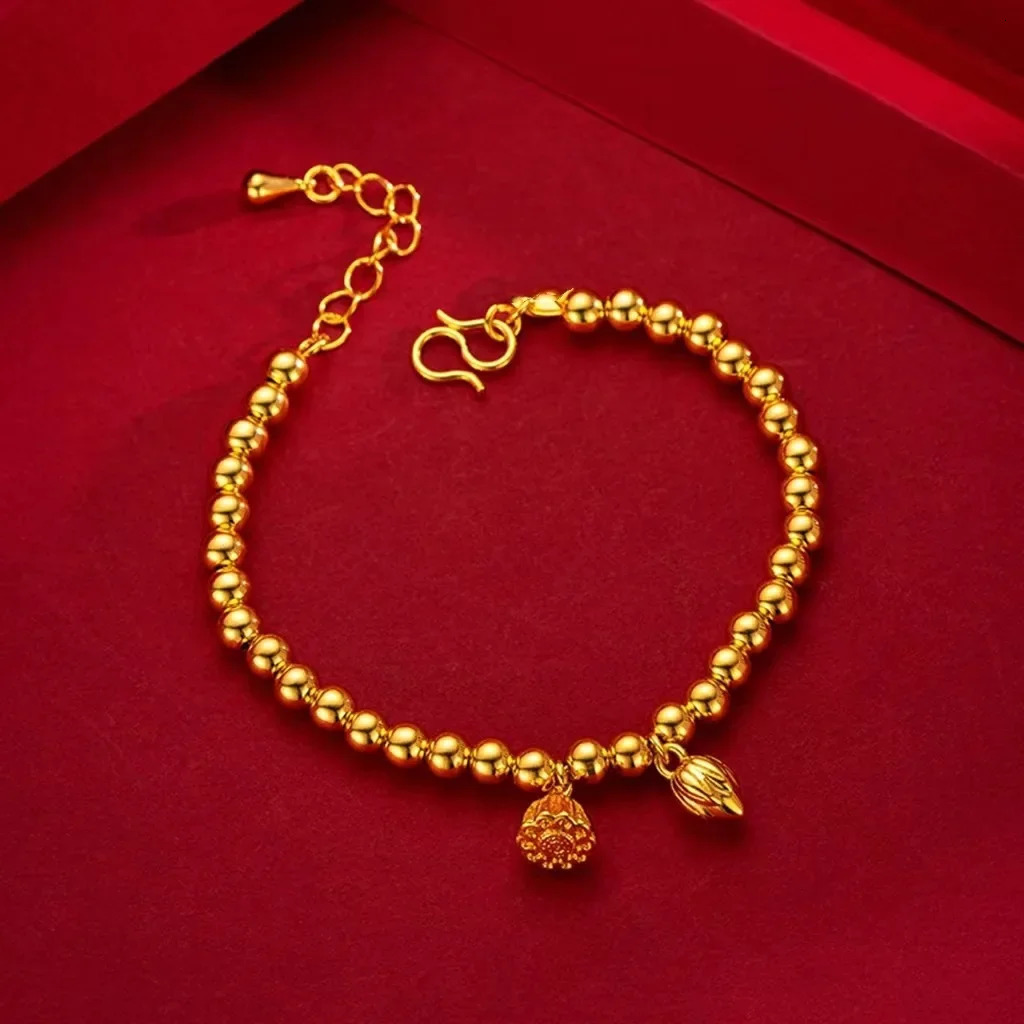 real alluvial gold Womens Good Luck Lotus Bracelet 240626