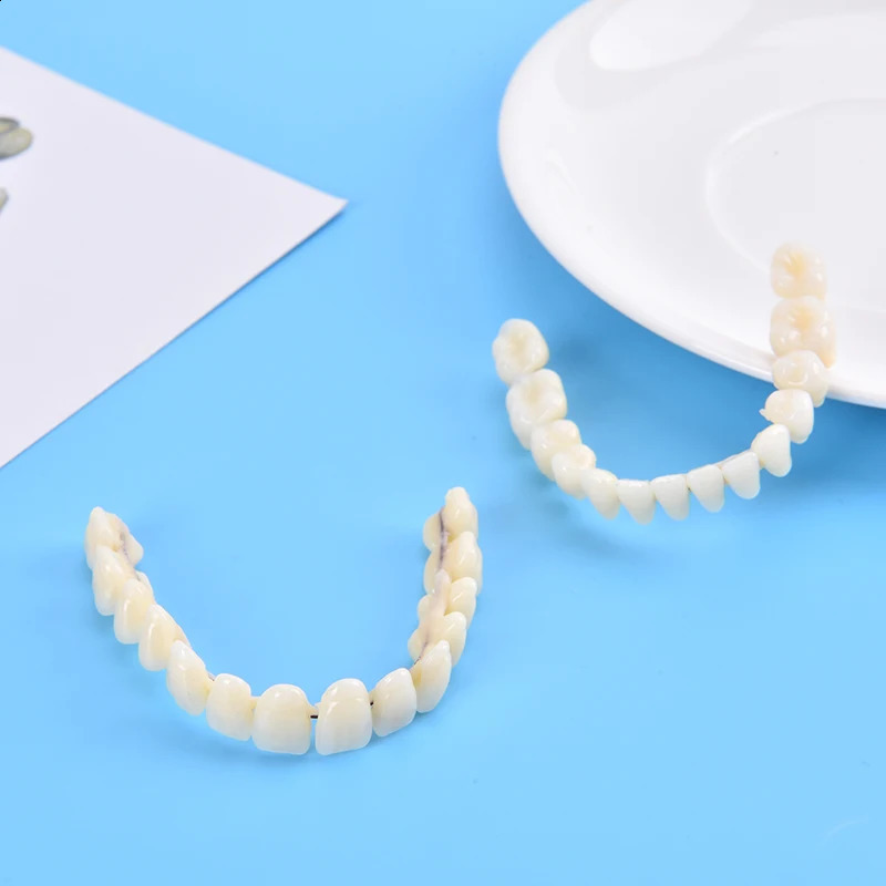 28pcs Resin False Teeth Dentures Temporary Fake Tooth Upper Lower Removable Dental Veneers 240701