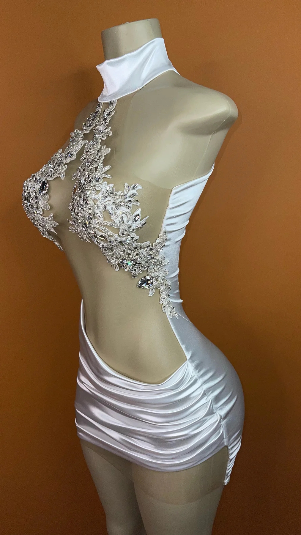 Sexy Crystals Short Prom For Black Girls See Through Luxury African American Cocktail Dresses Birthday Party Homecoming Gowns J033