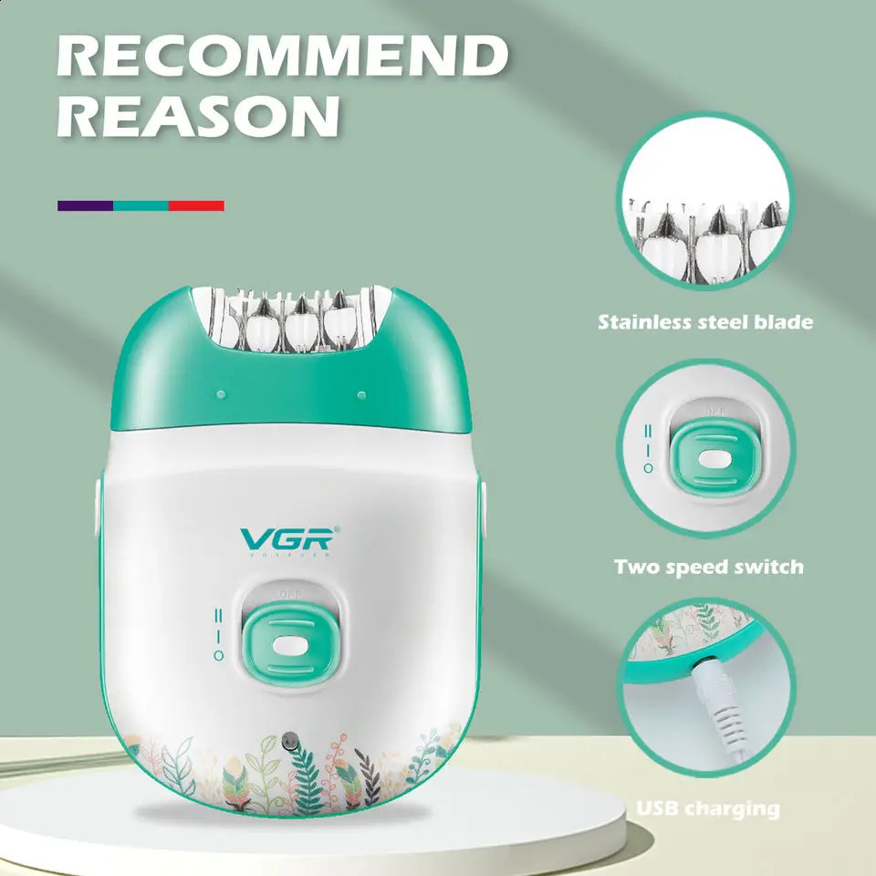 Original VGR Rechargeable Women Epilator Electric Female Epilator For Face Machine Legs 240701