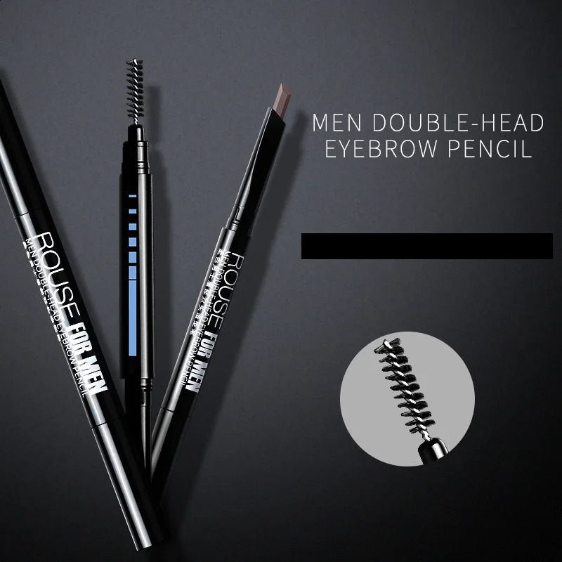 Eyebrow Pencil for Men with Eyebrow Brush Double Head Natural Super Fine Waterproof Lasting Eyes Rotatable Eyebrow Pen 240701