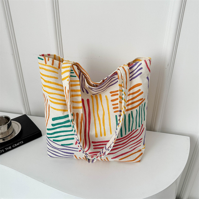 Handbag for Women Shopper Multicolored Stripes Tote Bag Designer Large Capacity Canvas Student Shopping Bags ddmymoon