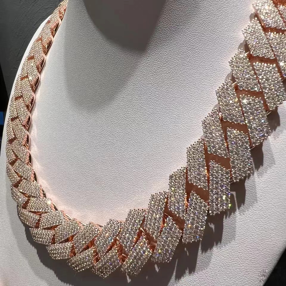 Necklace Moissanite designer chain silver gold rose gold iced out chain pass diamond tester pendant 925 Sterling Vvs cuban link chain