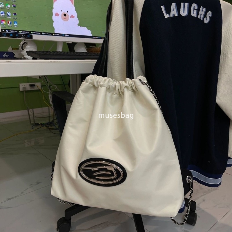 Western style women's high-end nylon fabric large capacity backpack new high-end and niche design large capacity drawstring single shoulder bag h